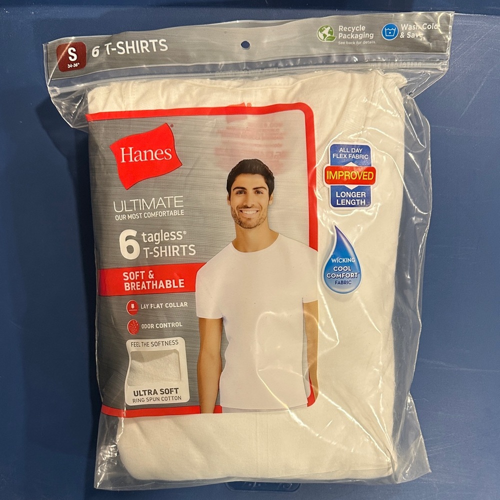 6 Hanes Men's Soft Breathable White Tees Tagless Ultrasoft NEW